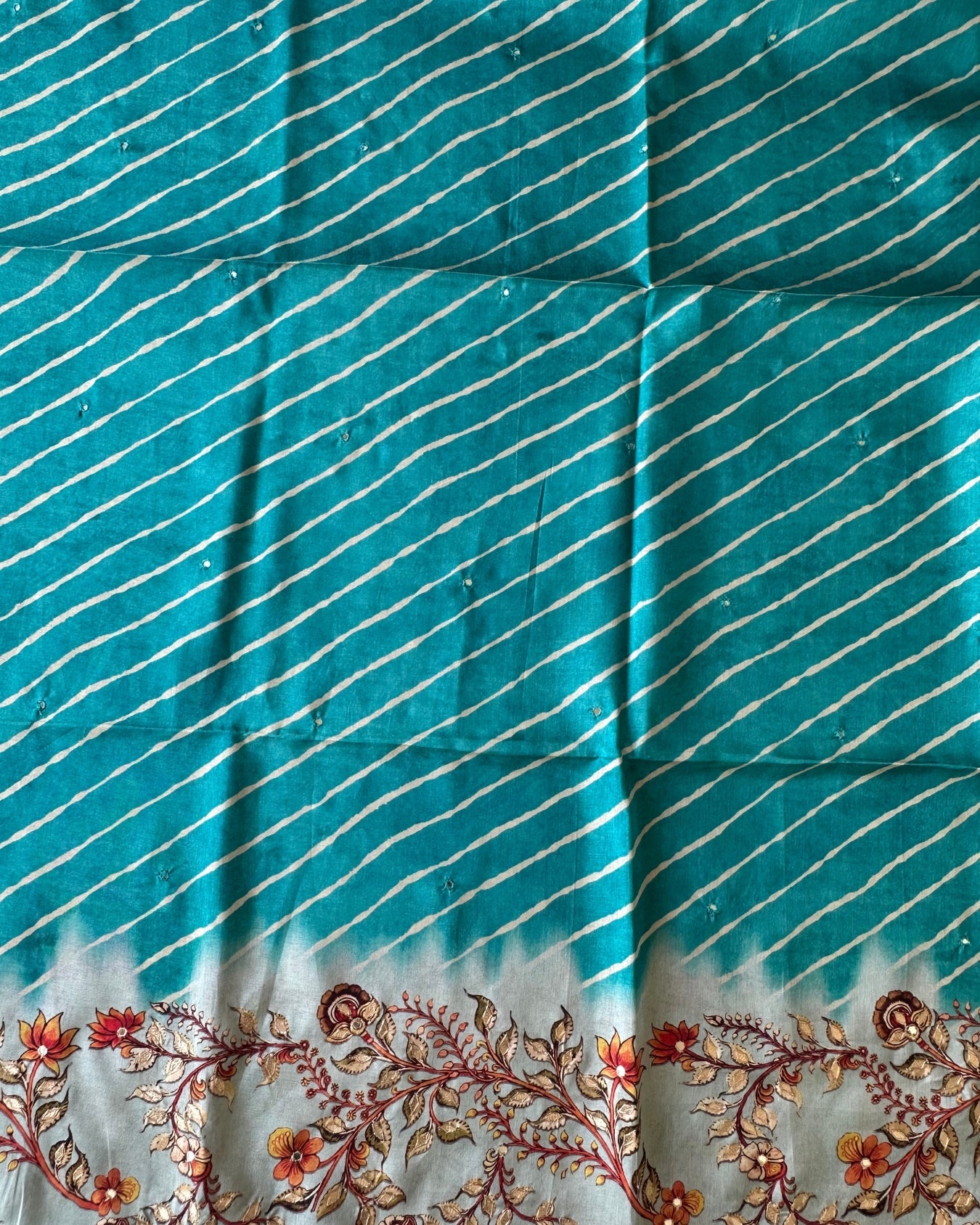 Teal Garden Cotton Print Salwar Material