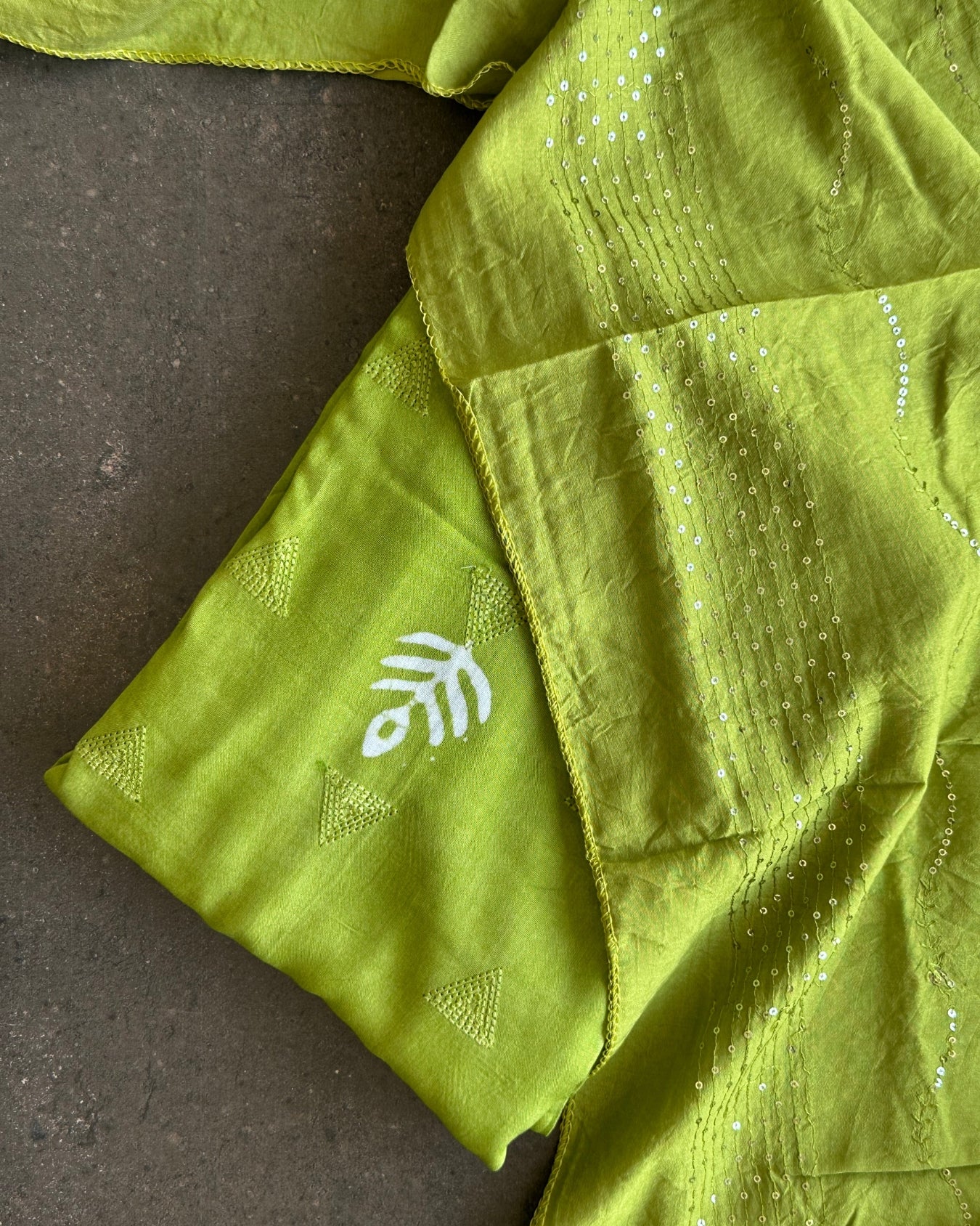 Grass Green Weave Vatican Cotton Salwar Material