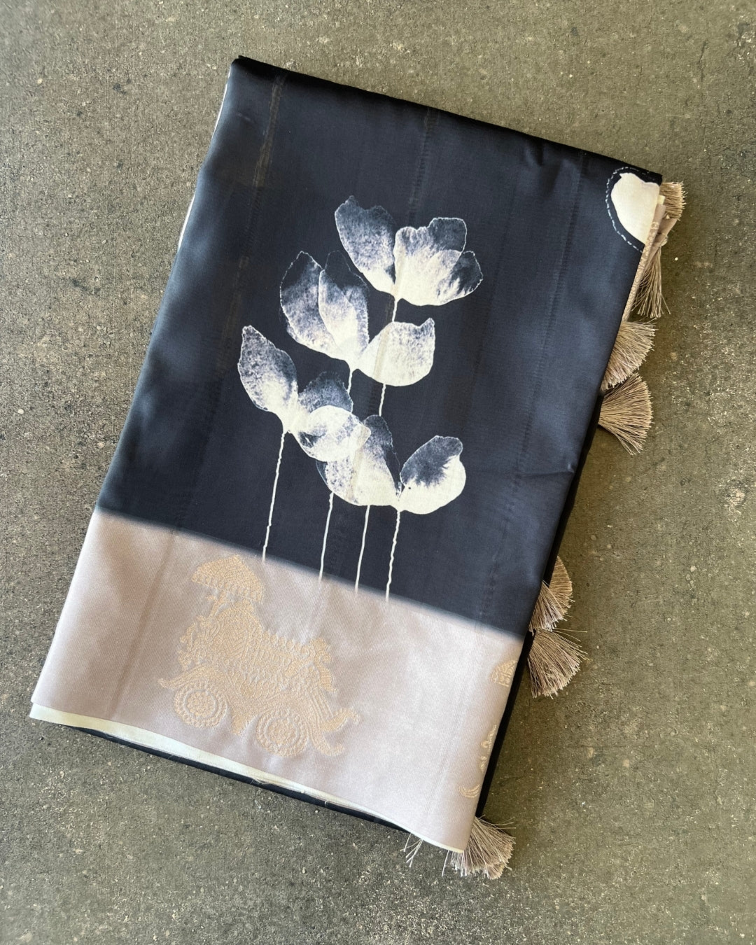 Noor Charcoal Tusser Silk Saree