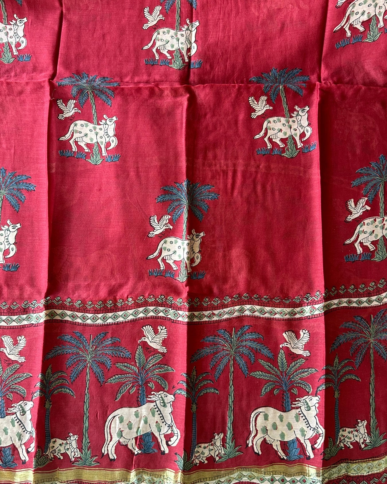 Crimson Pichwai Cotton Print Salwar Material