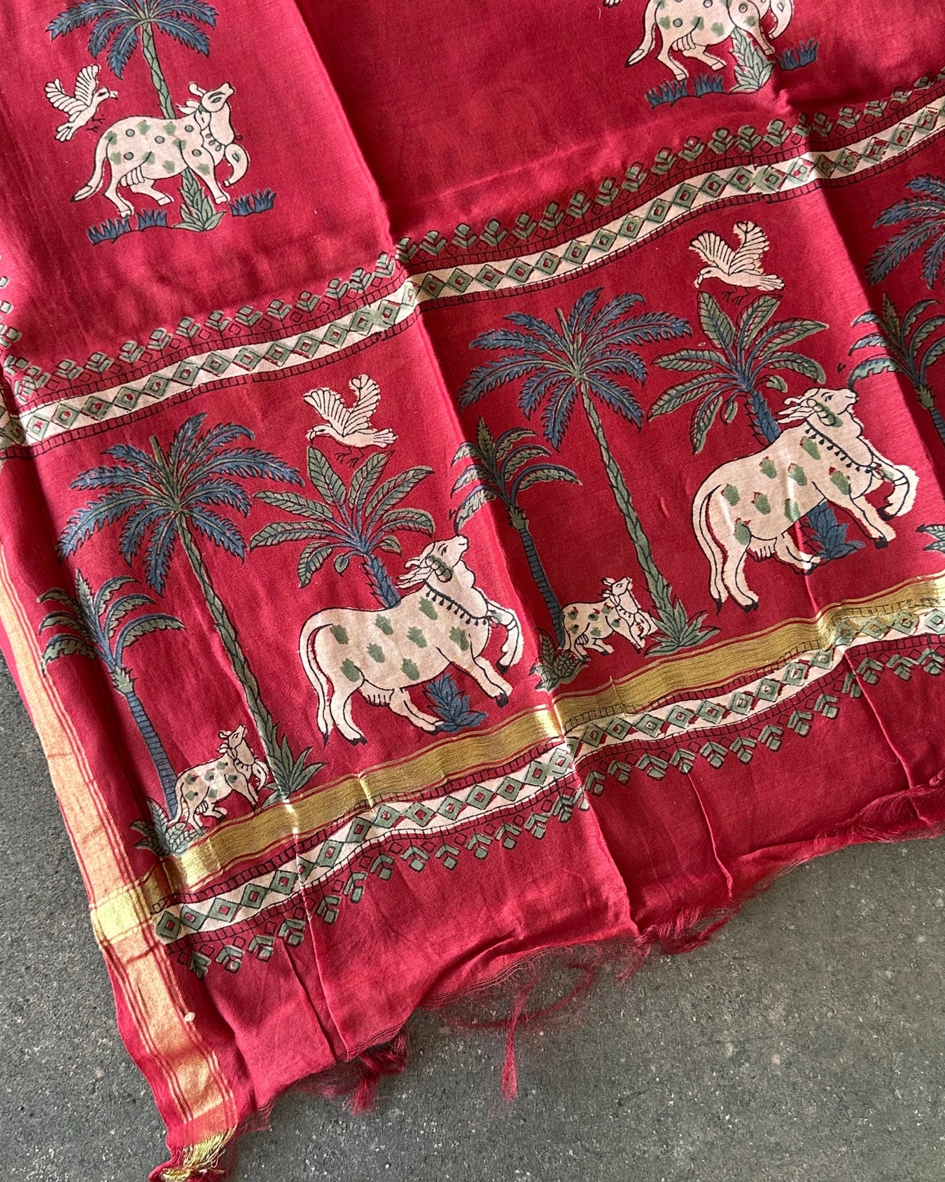 Crimson Pichwai Cotton Print Salwar Material