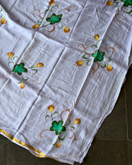 Lavender Mist Linen Hand Painted Saree