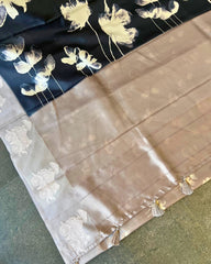 Noor Charcoal Tusser Silk Saree