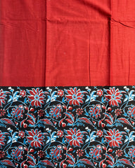 Navy Floral Bagru Cotton Saree