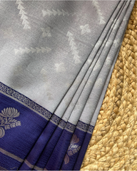 GREY & INDIGO ART DUPION SAREE