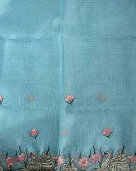 Royal Swan Embroidered Kota Saree