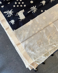 Neel Palm Block Pichhawai Saree