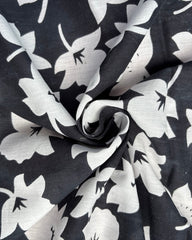 Navy Floral Bagru Cotton Saree