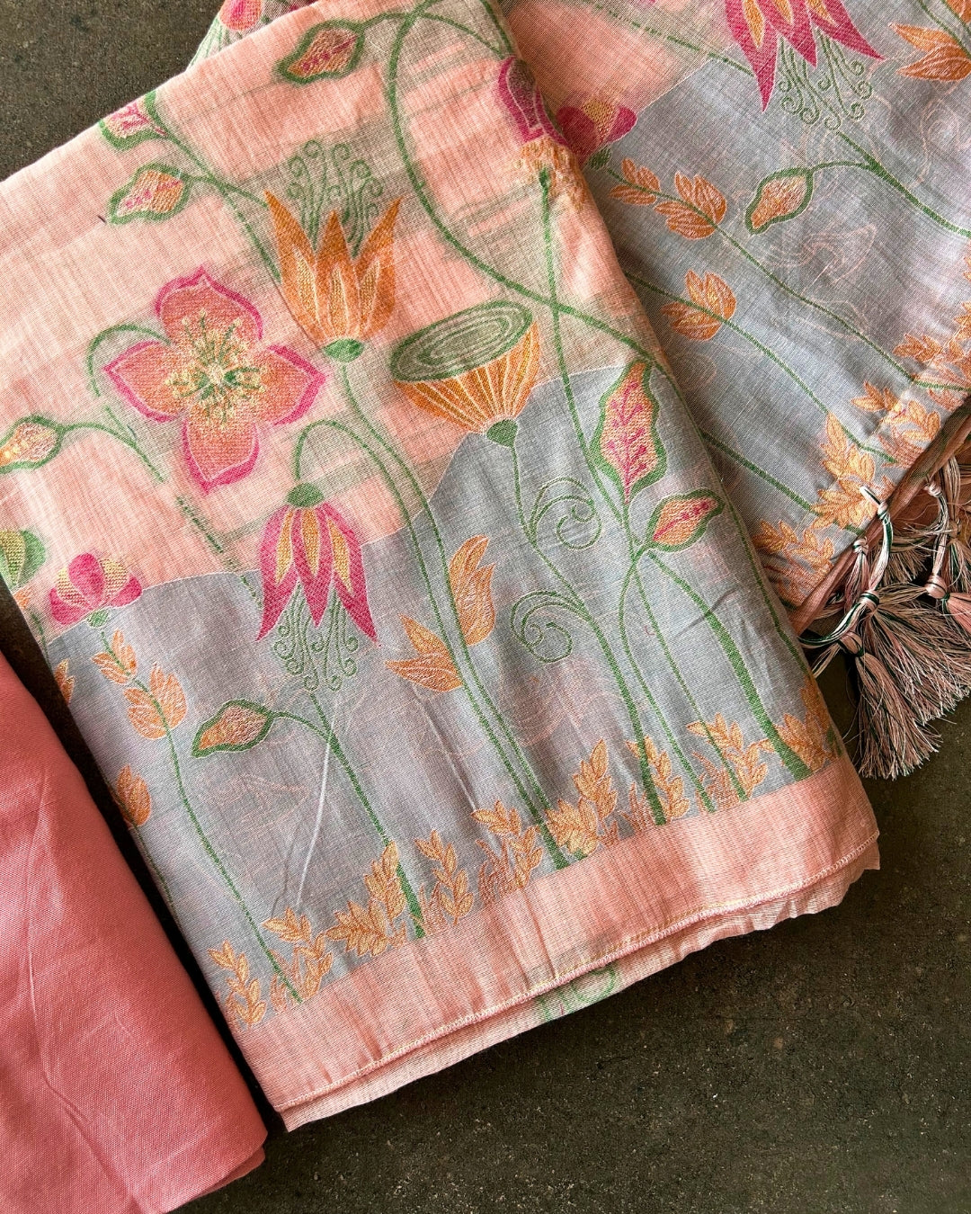 PEACH CHANDERI SALWAR SUIT