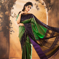 Blue border Pure Kancheepuram Silk Saree