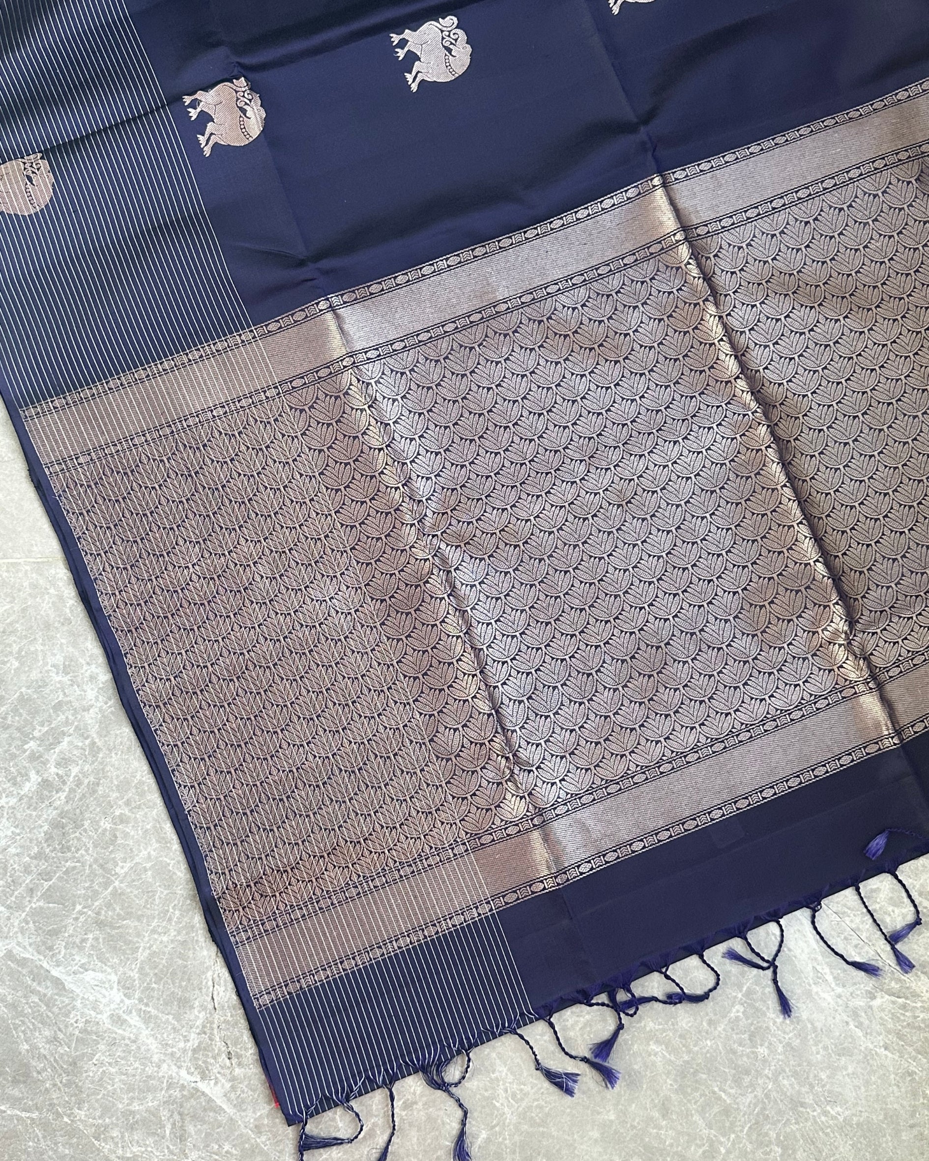 Navy Blue Silk Saree