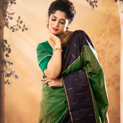 Blue border Pure Kancheepuram Silk Saree