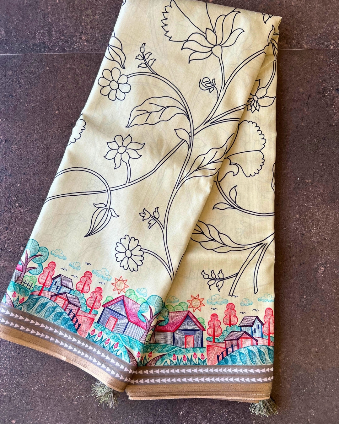 Ivory Canvas Digital Print Saree