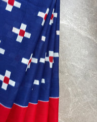 Blue Ikat-Inspired Cotton Saree