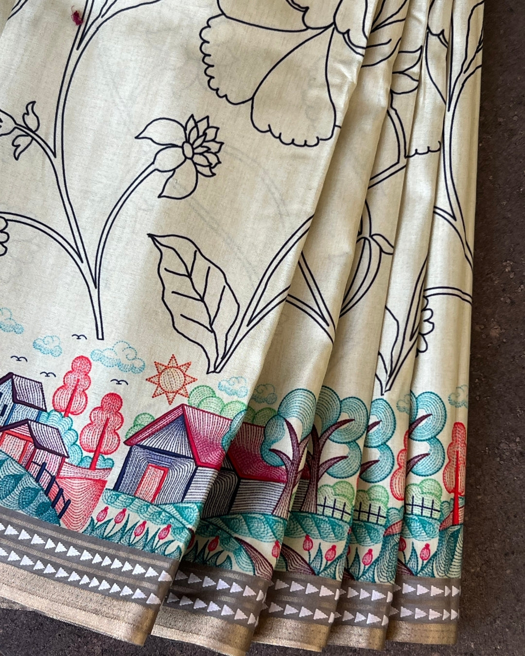 Ivory Canvas Digital Print Saree