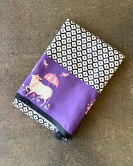 Amethyst Grid Pichhawai Saree