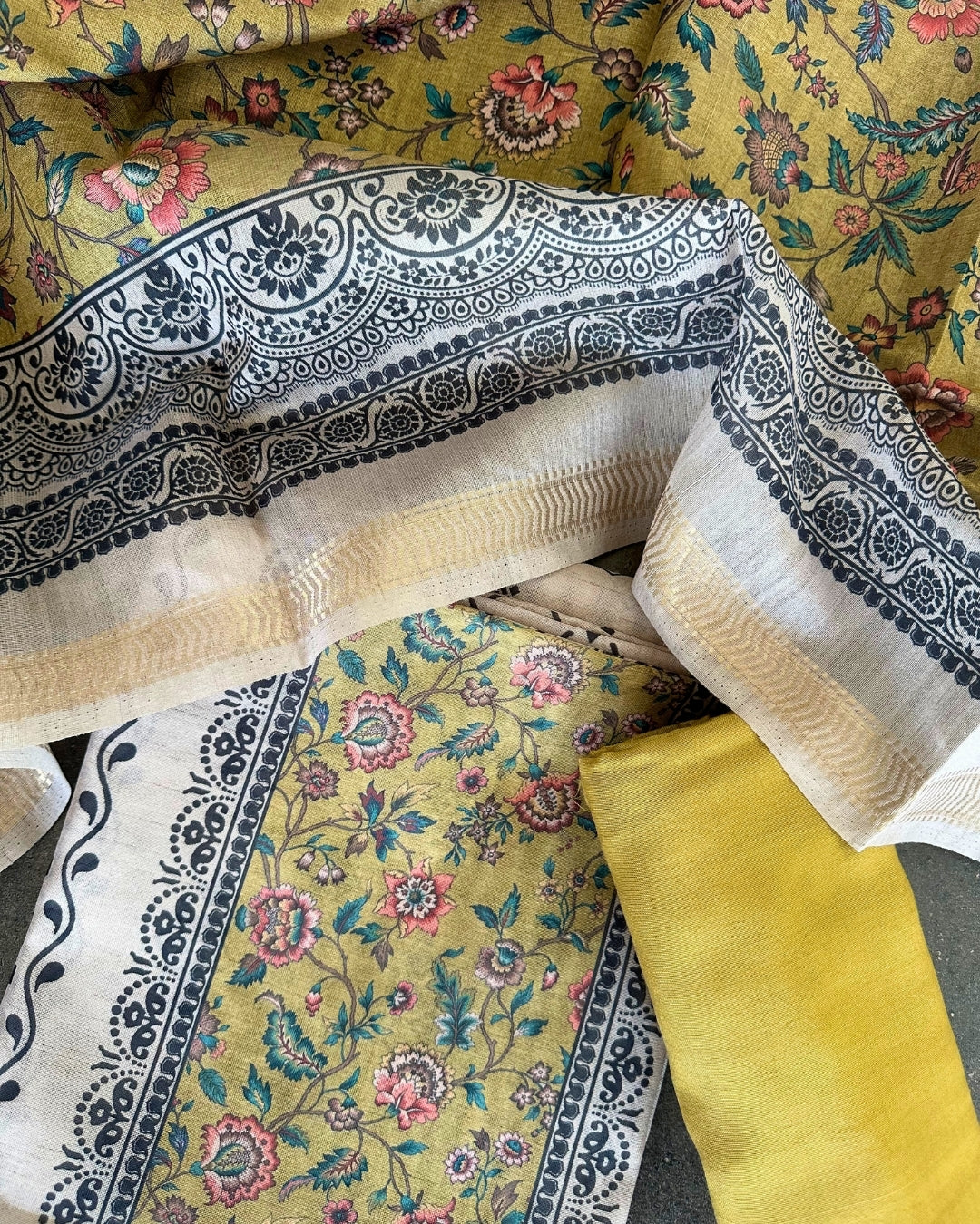 MUSTARD SEMI TUSSAR SALWAR SUIT