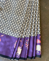 Amethyst Grid Pichhawai Saree