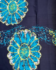 Navy Abstract Bagru Cotton Saree