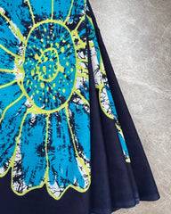 Navy Abstract Bagru Cotton Saree