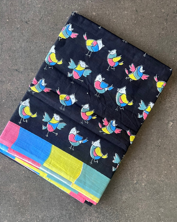 Midnight Bird Mul Mul Saree