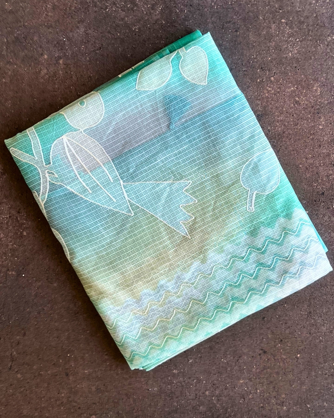 Aqua Whisper Kota Embroidered Saree