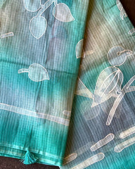 Aqua Whisper Kota Embroidered Saree