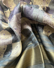 GREY CHAPPA TUSSER SAREE