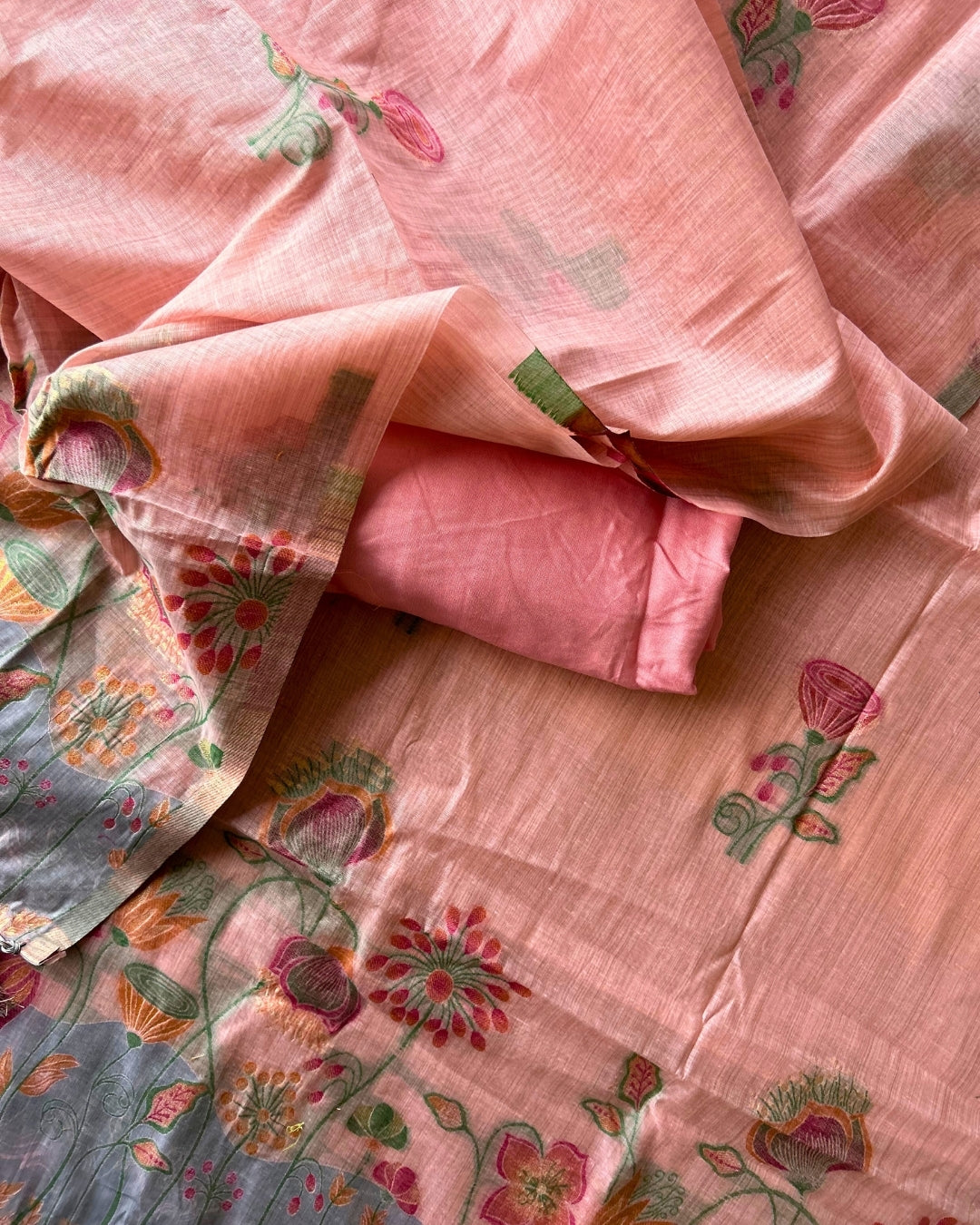 PEACH CHANDERI SALWAR SUIT