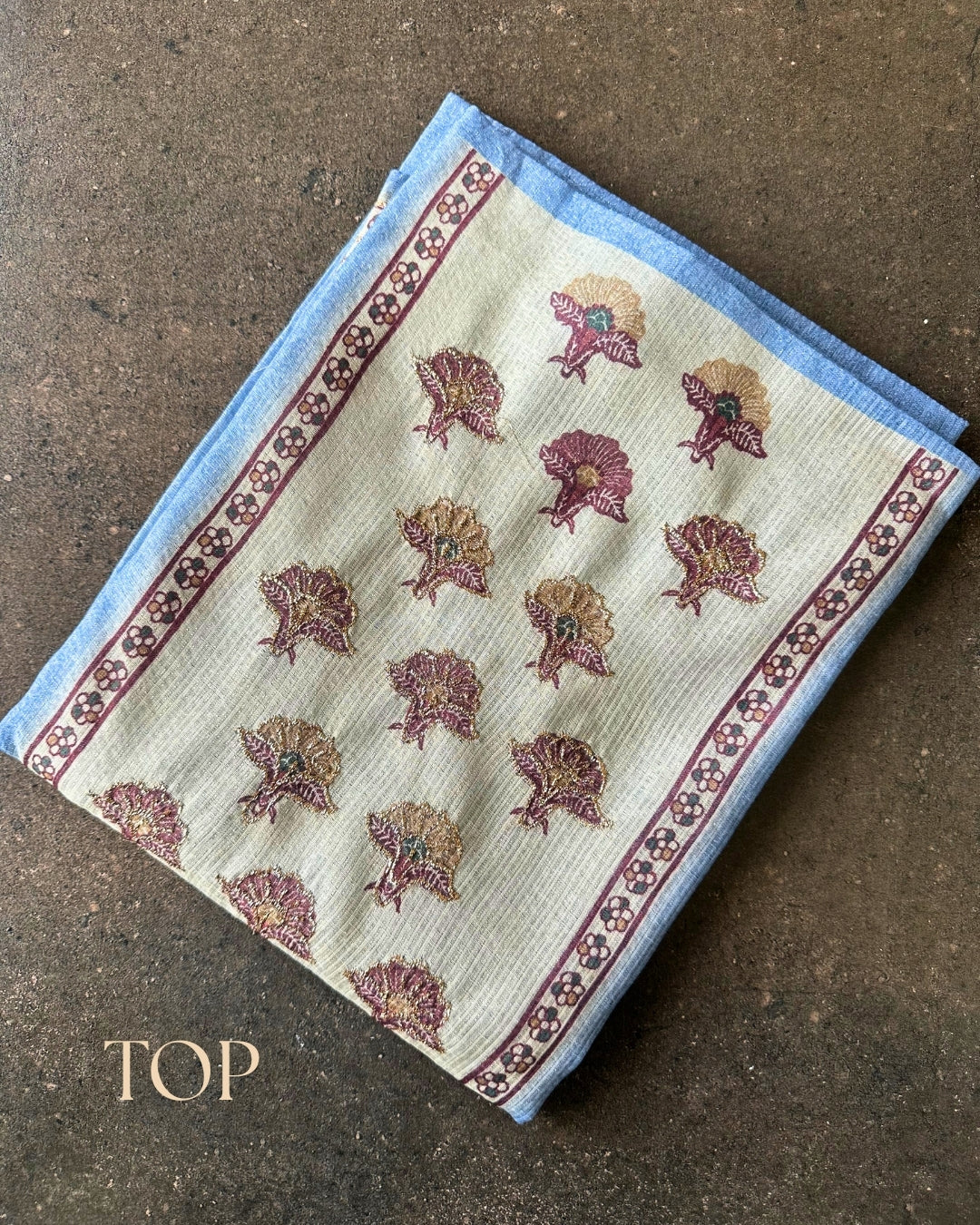 BLUE ZARI LINEN COTTON SALWAR SUIT