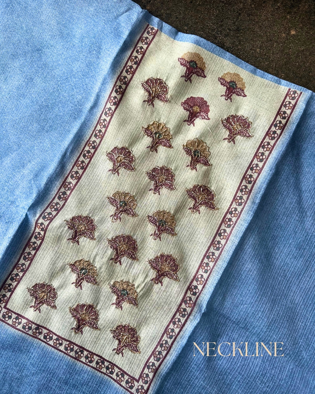 BLUE ZARI LINEN COTTON SALWAR SUIT