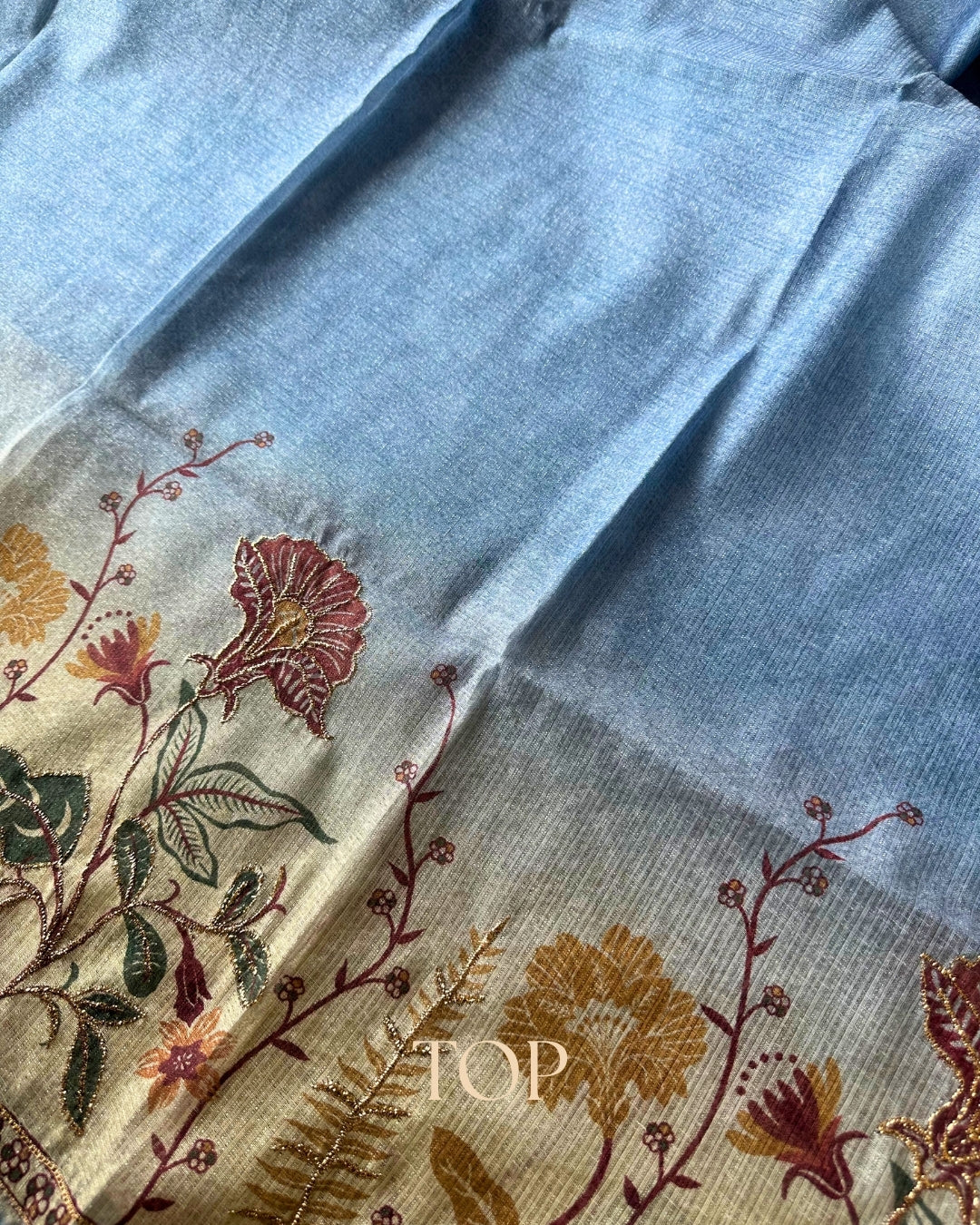 BLUE ZARI LINEN COTTON SALWAR SUIT