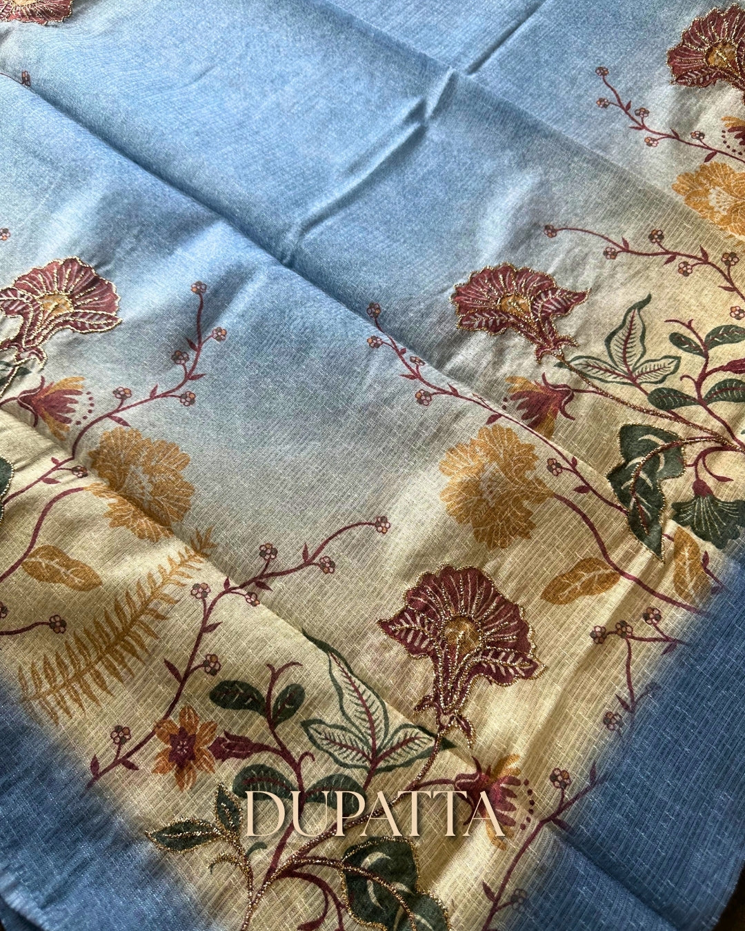 BLUE ZARI LINEN COTTON SALWAR SUIT