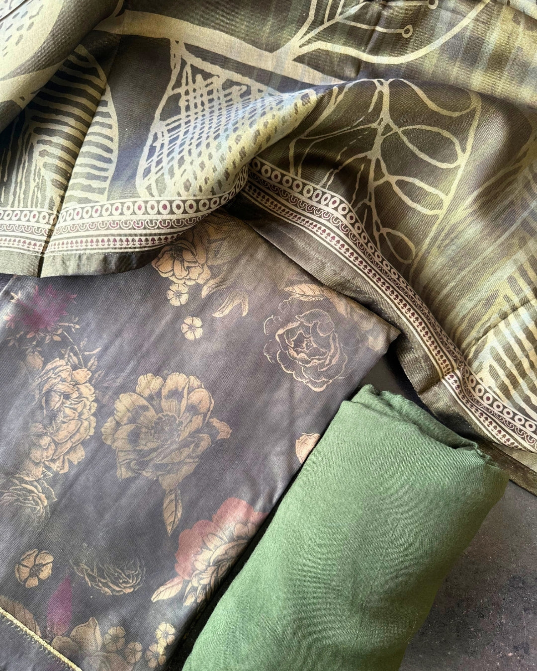 OLIVE MODAL SILK SALWAR SUIT