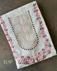 IVORY BLOOM EMBROIDERED TISSUE PRINT SUIT SET