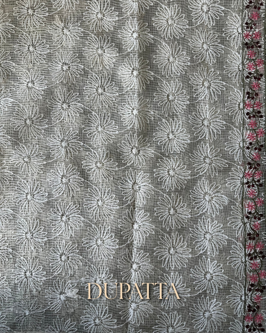 IVORY BLOOM EMBROIDERED TISSUE PRINT SUIT SET