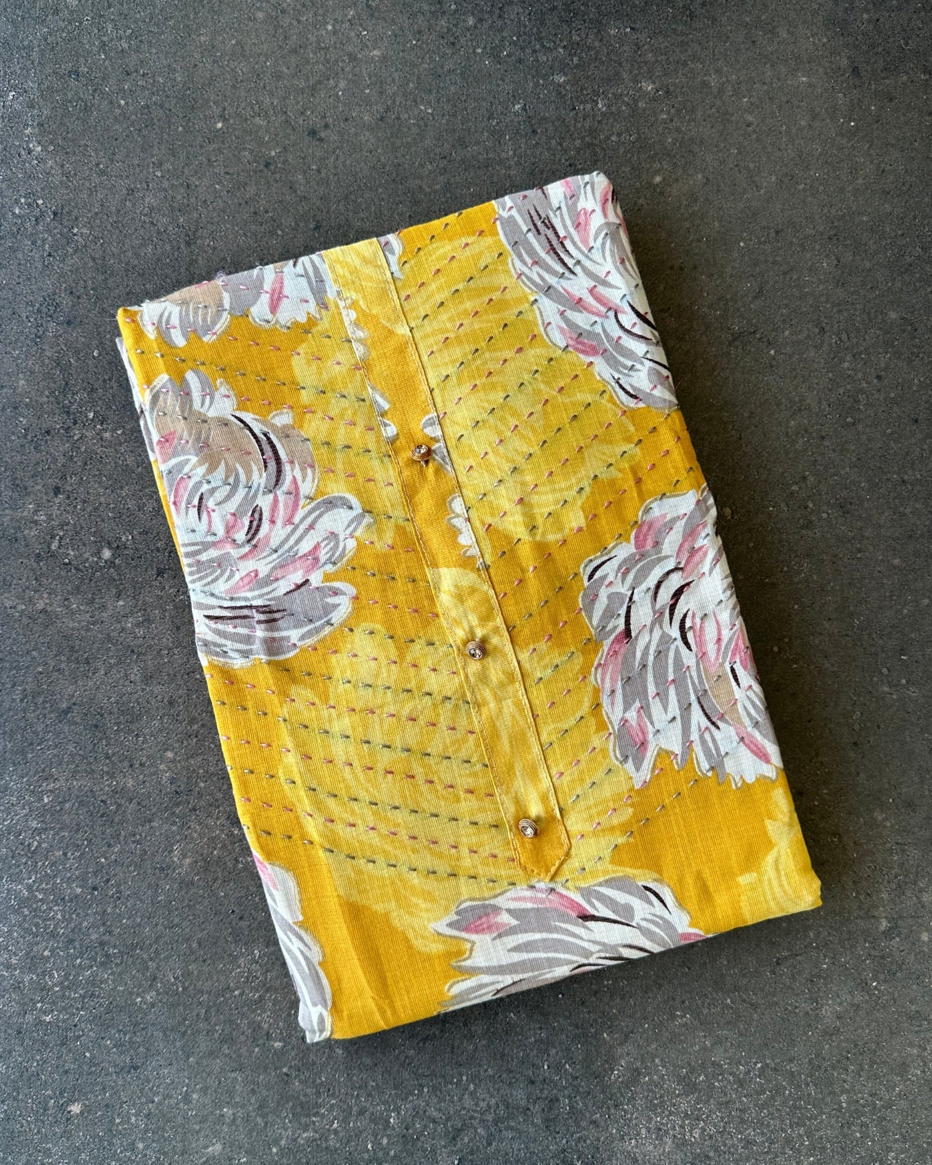 Mustard Petal Semi Tussar Print Salwar Material