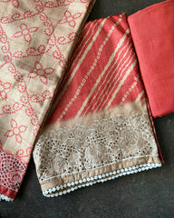 CORAL MIST HANDCRAFTED TISSUE PRINT SALWAR SUIT SET