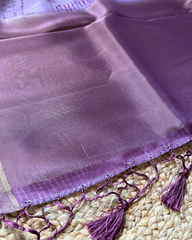 MAUVE PINK CHAPPA TUSSER PRINT SAREE