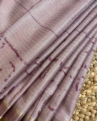 MAUVE PINK CHAPPA TUSSER PRINT SAREE